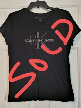 Calvin Klein Jeans Black Women's Top Casual Short Sleeve T-shirt XL